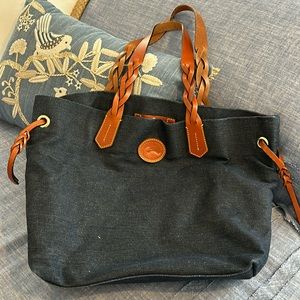 Denim Dooney and Bourke leather trim tote.